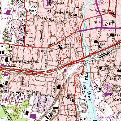 Topographic Map of Bethel African Methodist Episcopal Church, CT