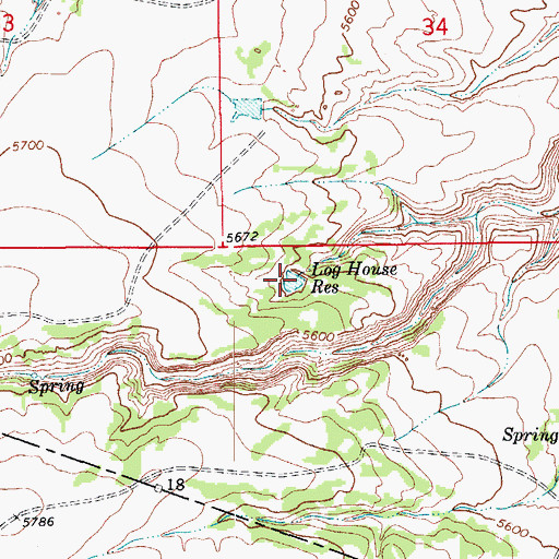 Topographic Map of Log House Reservoir, CO