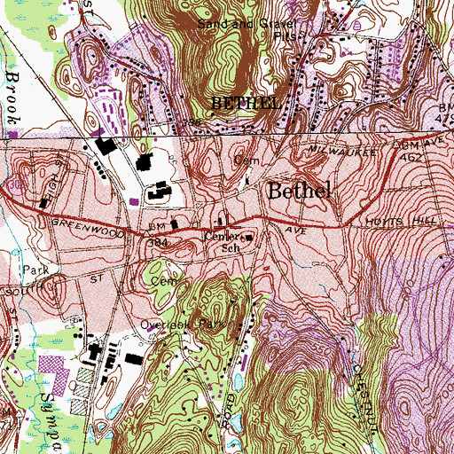 Topographic Map of Bethel Plaza Shopping Center, CT