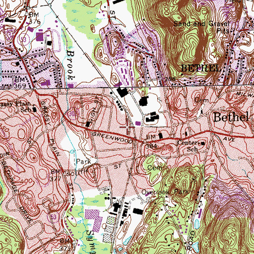 Topographic Map of Bethel Station, CT