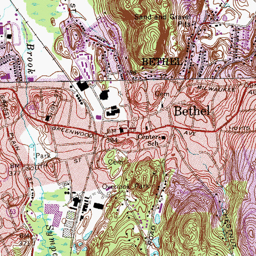 Topographic Map of Bethel United Methodist Church, CT