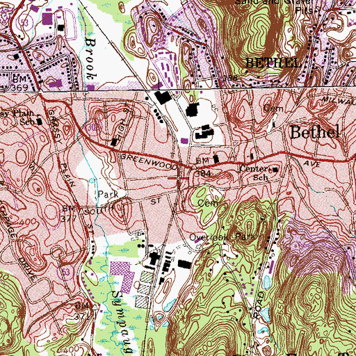 Topographic Map of Bethel Village Square Shopping Center, CT