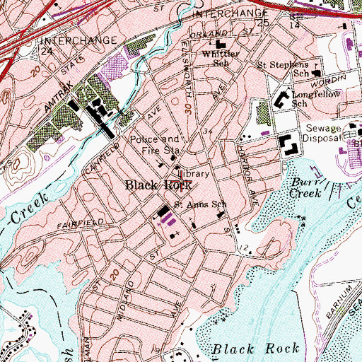 Topographic Map of Black Rock Gardens Historic District, CT