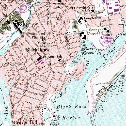 Topographic Map of Black Rock Historic District, CT