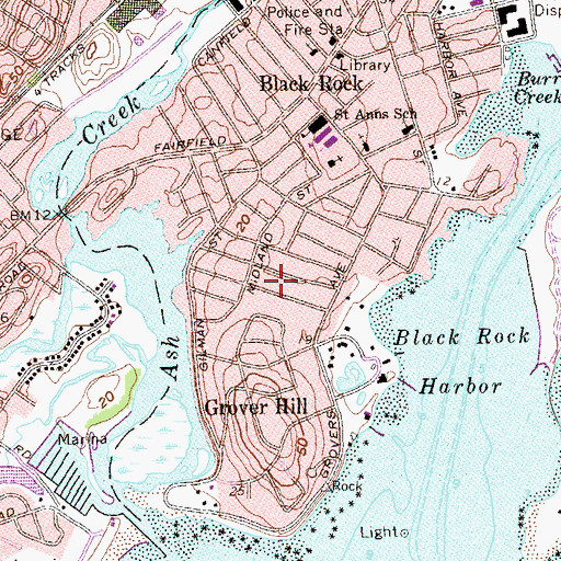 Topographic Map of Black Rock Neck, CT