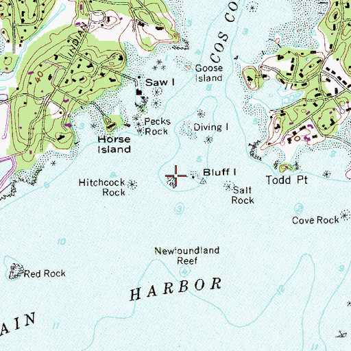 Topographic Map of Bluff Island Ledge, CT