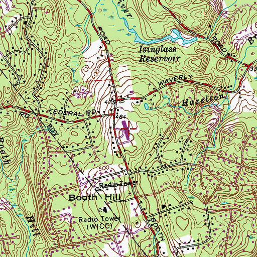 Topographic Map of Booth Hill School, CT