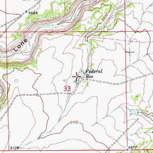 Topographic Map of Federal Reservoir, CO