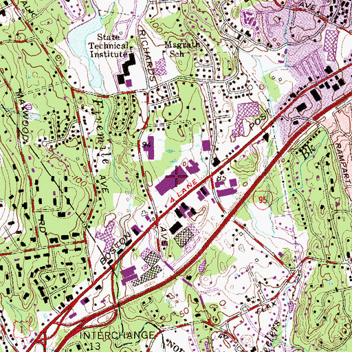 Topographic Map of Bradlees Shopping Center, CT