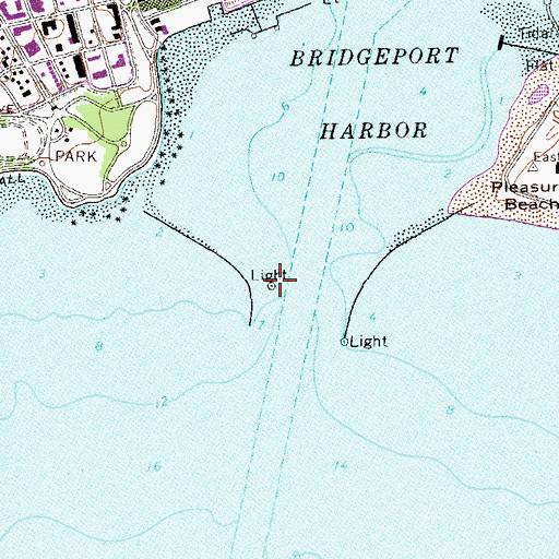 Topographic Map of Bridgeport Harbor Lighthouse, CT