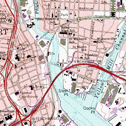 Topographic Map of Bridgeport Jai Alai, CT
