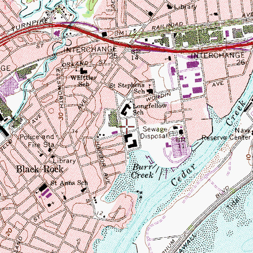 Topographic Map of Bridgeport Regional Vocational Aquaculture Center, CT