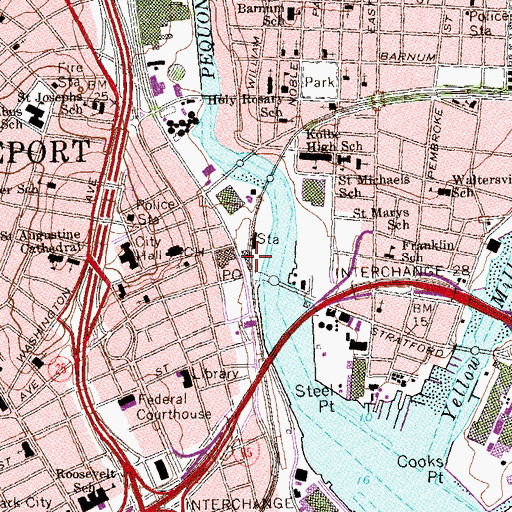 Topographic Map of Bridgeport Station, CT