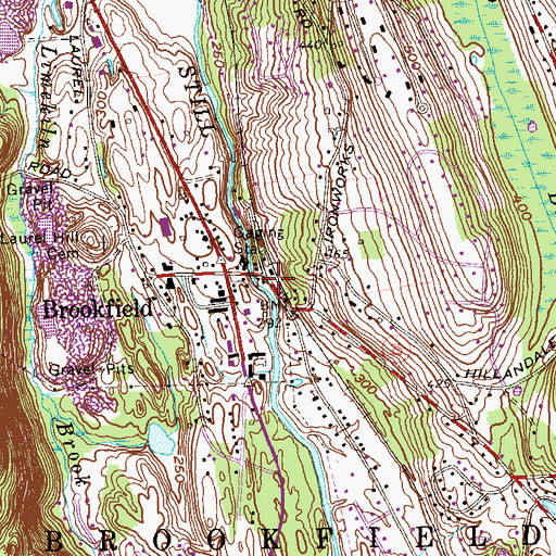 Topographic Map of Brookfield Craft Center, CT