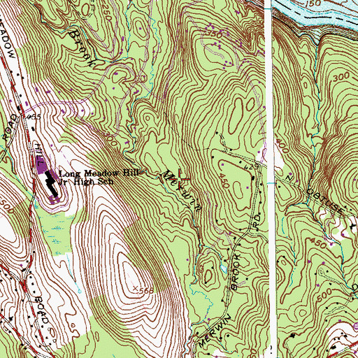 Topographic Map of Brookfield High School, CT