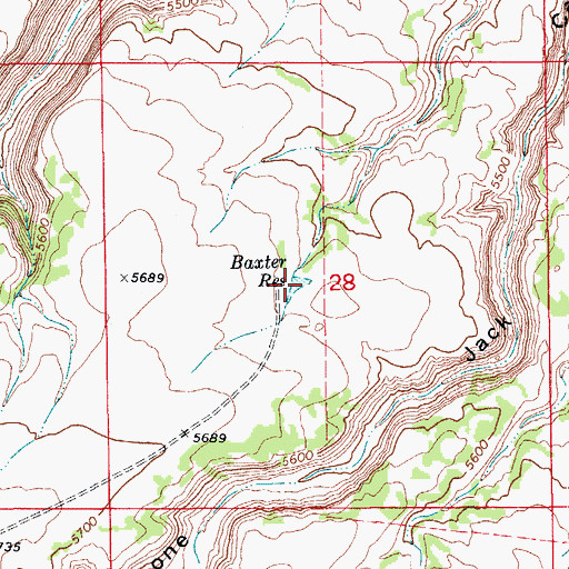 Topographic Map of Baxter Reservoir, CO