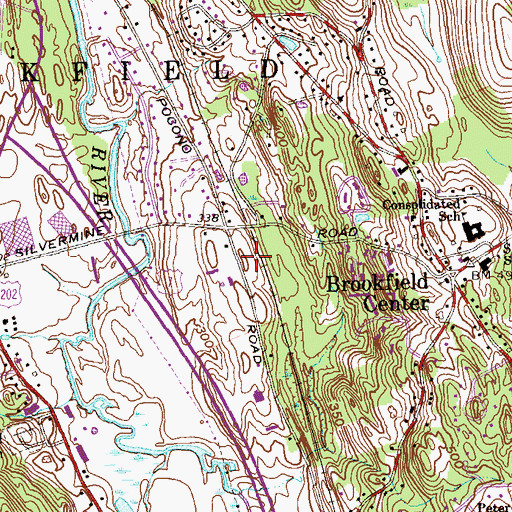 Topographic Map of Brookfield Post Office, CT
