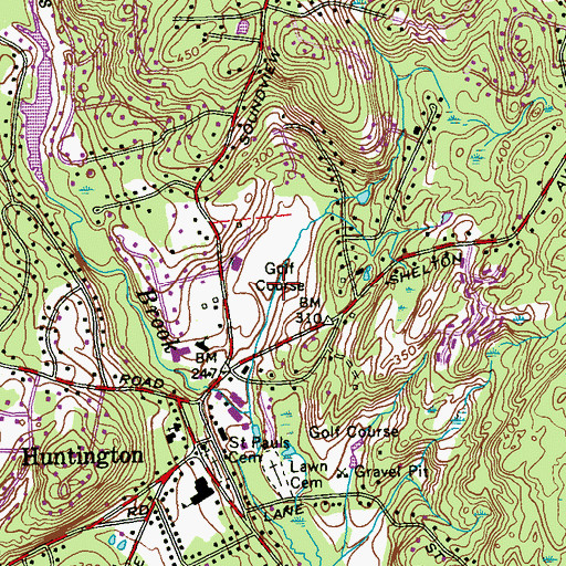 Topographic Map of Brownson Country Club, CT