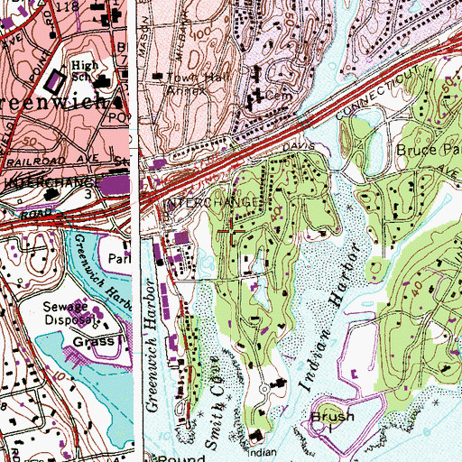Topographic Map of Bruce Museum, CT