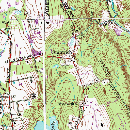 Topographic Map of Bruce Park, CT