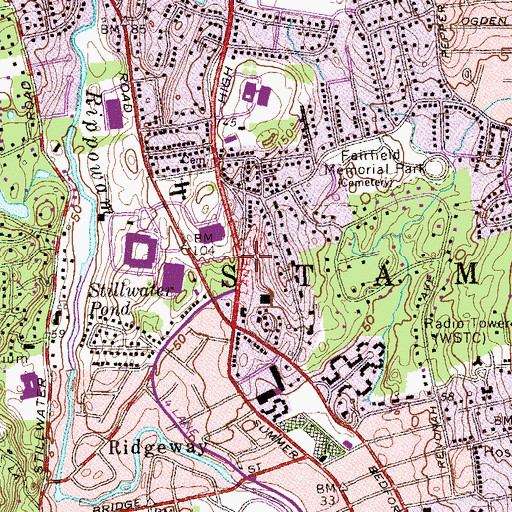 Topographic Map of Bulls Head Shopping Center, CT