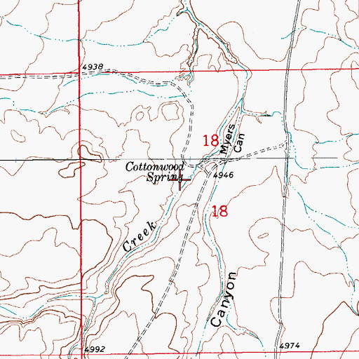 Topographic Map of Cottonwood Spring, CO