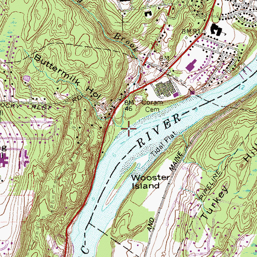 Topographic Map of Butternut Hollow Brook, CT