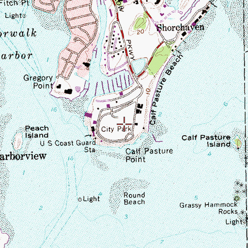 Topographic Map of Calf Pasture Beach City Park, CT