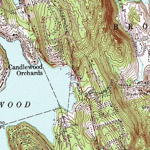 Topographic Map of Candlewood Boat and Beach Club, CT