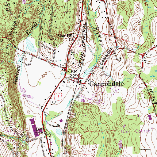 Topographic Map of Cannondale Station, CT