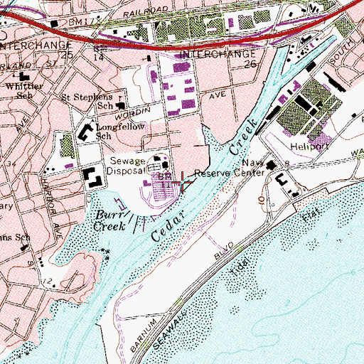 Topographic Map of Captains Cove Seaport, CT