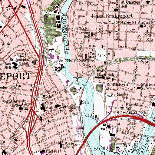 Topographic Map of Center Bridge, CT