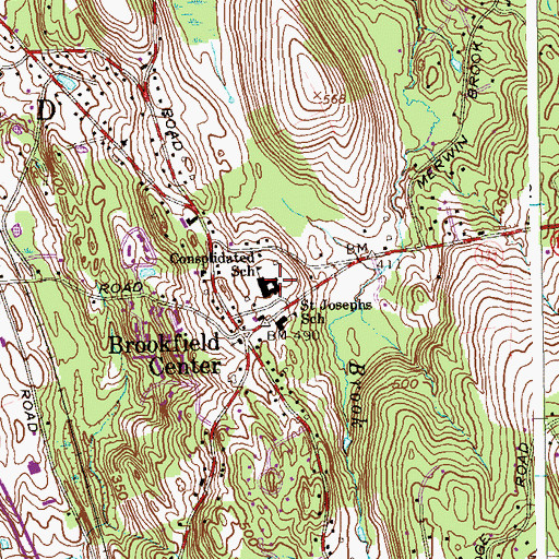 Topographic Map of Center Elementary School, CT