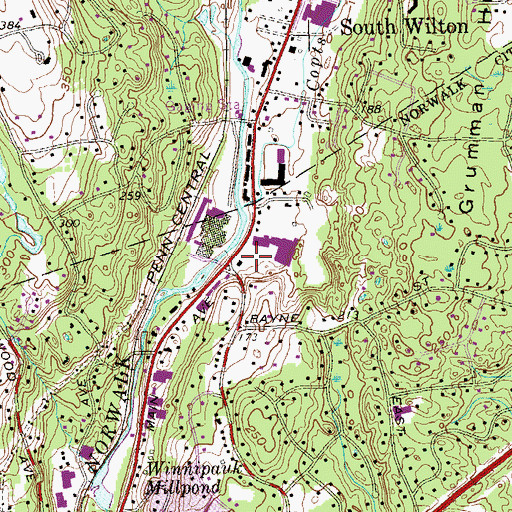 Topographic Map of Center Seven Shopping Center, CT