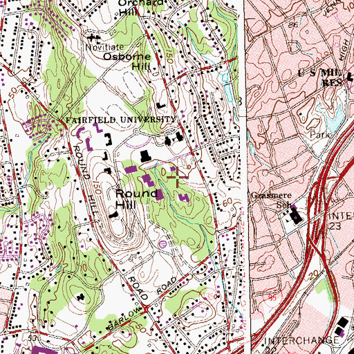 Topographic Map of Central Utility Facility, CT