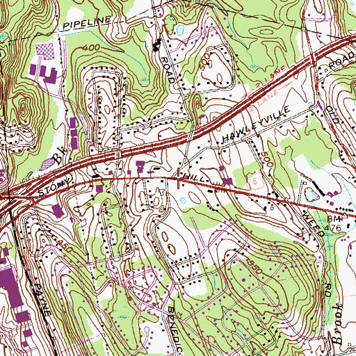 Topographic Map of Chimney Heights Shopping Center, CT
