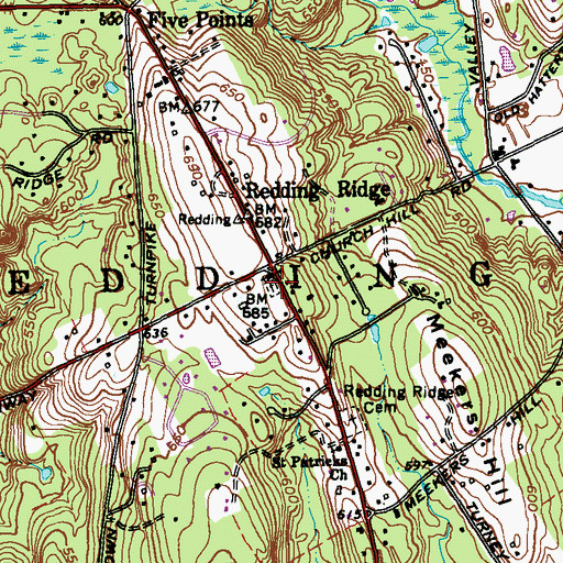 Topographic Map of Christ Church Cemetery, CT