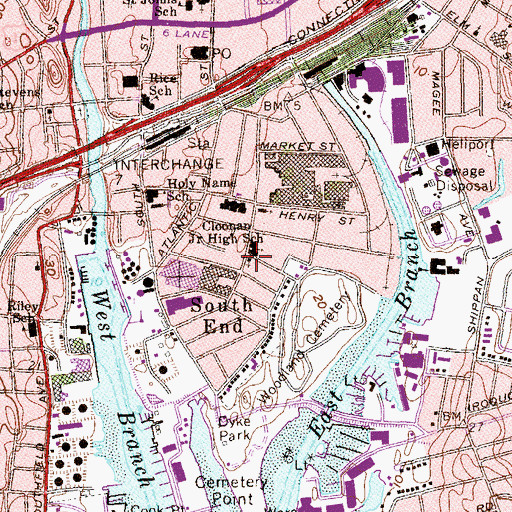 Topographic Map of Church of God, CT