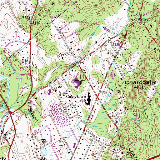 Topographic Map of Coleytown Middle School, CT