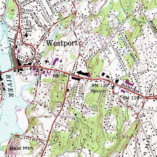 Topographic Map of Compo Acres Shopping Center, CT