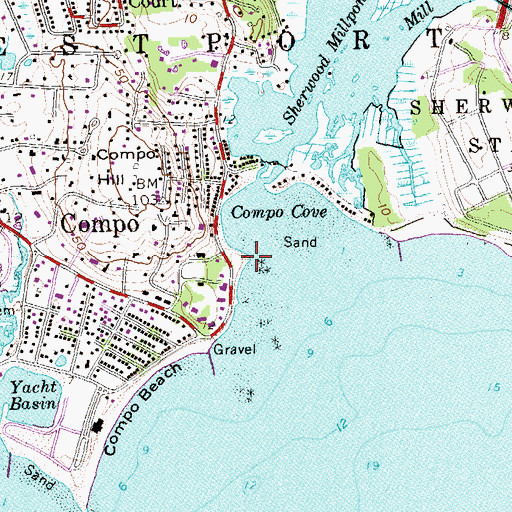 Topographic Map of Compo Point, CT