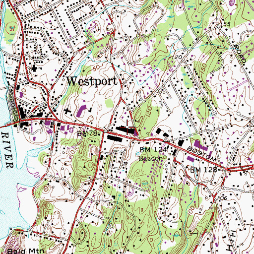 Topographic Map of Compo Shopping Center, CT