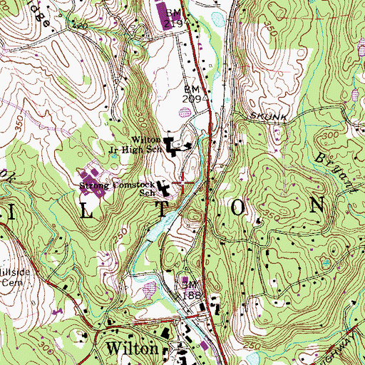 Topographic Map of Comstock Community Center, CT