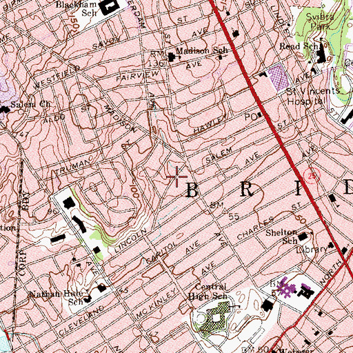 Topographic Map of Congregation Agudas Achim, CT