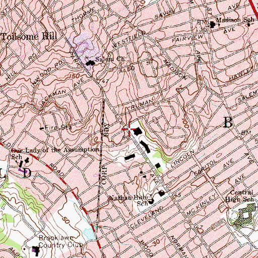 Topographic Map of Congregation B'Nai Israel, CT