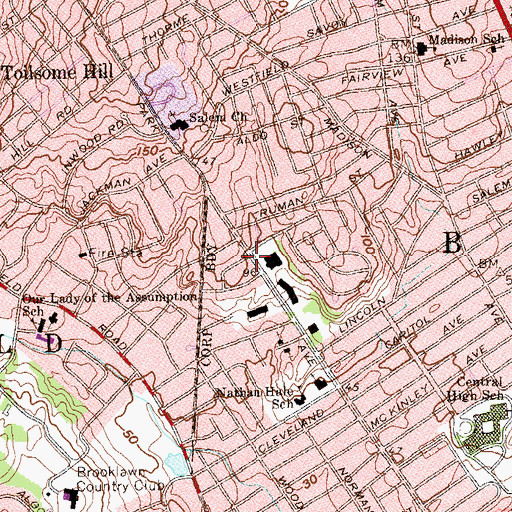 Topographic Map of Congregation B'Nai Isreal Library, CT