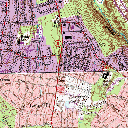 Topographic Map of Congregation B'Nai Torah, CT