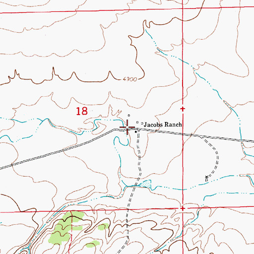 Topographic Map of Jacobs Ranch, CO