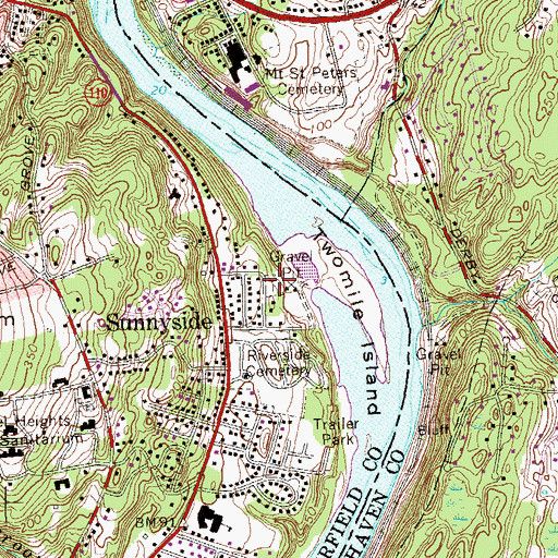Topographic Map of Beth Israel Cemetery of Congregation Or Shalom, CT
