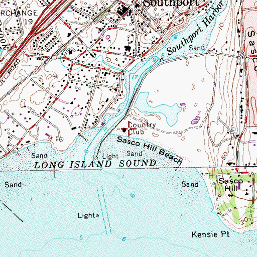 Topographic Map of Country Club of Fairfield, CT